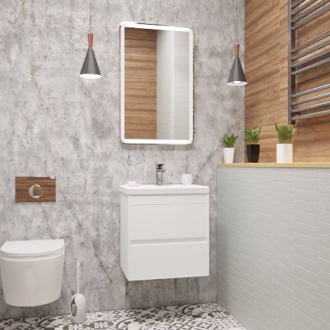Мебель для ванной комнаты подвесная Art&Max FAMILY 50 см Bianco Lucido